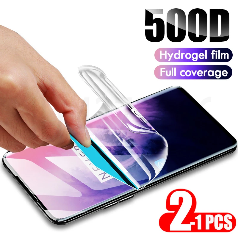 

2-1PCS 500D Full Cover Hydrogel Film Screen Protector For Oneplus 7 7T Pro Screen Protector For Oneplus 5 6T 6 5T 7 7T Not Glass