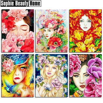 

DIY Diamond Embroidery Beauty 5D Crystals Diamond Mosaic Flowers Diamond Painting Cross Stitch Kits Rhinestones Gift 19A031