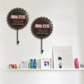 

New Retro Creative Beer Cover Hook "MAN GAVE Beer" Character Personality Hook Dressing Room Clothes Hook Home Wall Crafts Iron D