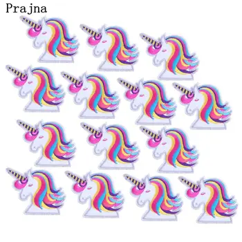 

Prajna 10PCS Cheap Set Cartoon Unicorn Patch Ironing Patches Rainbow Embroidered Badge Hippie Animal Applique For Clothing Decor