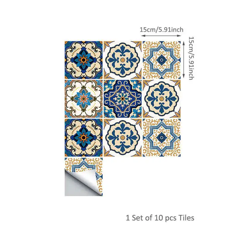 Hot Sale 10Pcs Moroccan Style Tile Stickers Waterproof Wall Bathroom Art Decor 6x6 Inch | Дом и сад
