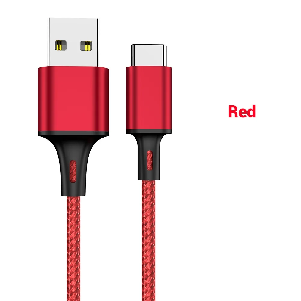 KISSCASE Micro USB кабель 1 м нейлоновый шнур для Xiaomi huawei 2.4A Быстрая зарядка данных USB кабель для Android мобильный телефон Настольный провод - Цвет: Red