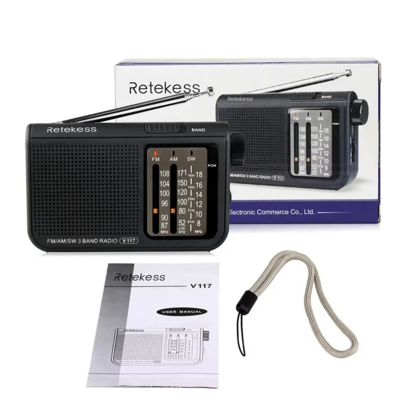 

RETEKESS V117 Radio FM AM SW Radio Pocket Met USB MP3 Digitale Recorder Ondersteuning Micro SD TF Card sleep Timer