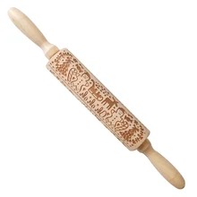 Рождественский узор DIY Тесто печенье ручной инструмент для выпечки Кондитерские кухонные лапши антипригарная деревянная Скалка тиснение гравировкой