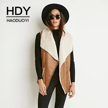 HDY Haoduoyi женская зимняя однотонная Повседневная Свободная уличная одежда с отложным воротником модный плотный хлопковый жилет с карманом