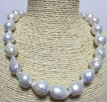 

Beautiful 13-15 mm south sea baroque white pearl necklace 18inch 36"