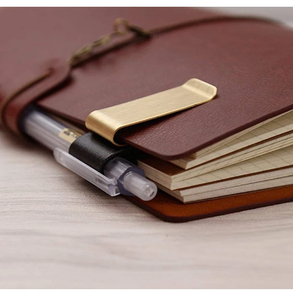 Pen holder pen loop pen clip Pen Loop For Notebook Retro Leather Journal Notebook Pencil Holder Bookmark With Metal Clip Clipboards Pen Holder Clip