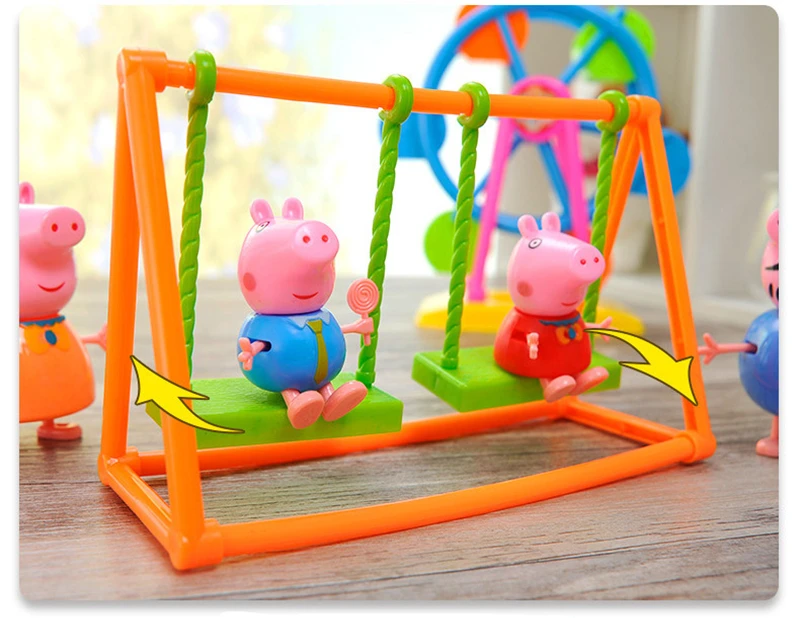 Peppa Pig pepa pig колесо обозрения Набор игровой дом качели Действующая модель из ПВХ куклы игрушки парк развлечений дети Свинка Пеппа подарок на