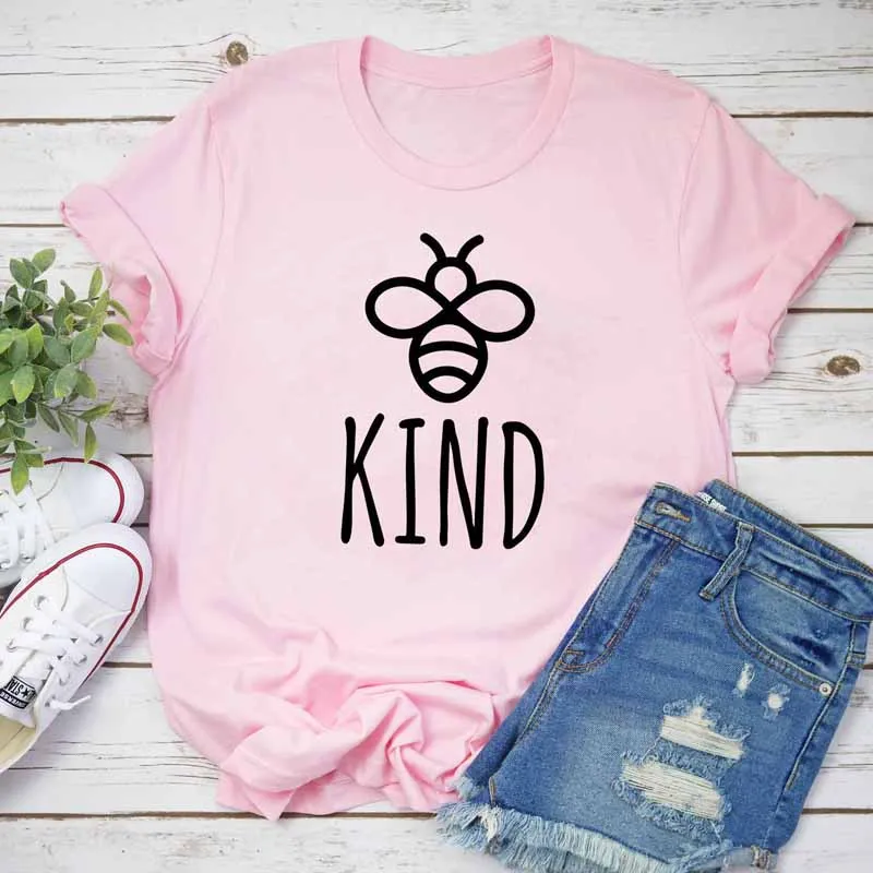 2019 Tumblr Hipster Tshirt Summer Bee Kind Graphic T-shirt Women Short Sleeve Inspirational Tee Shirt Top Stylish | Женская одежда