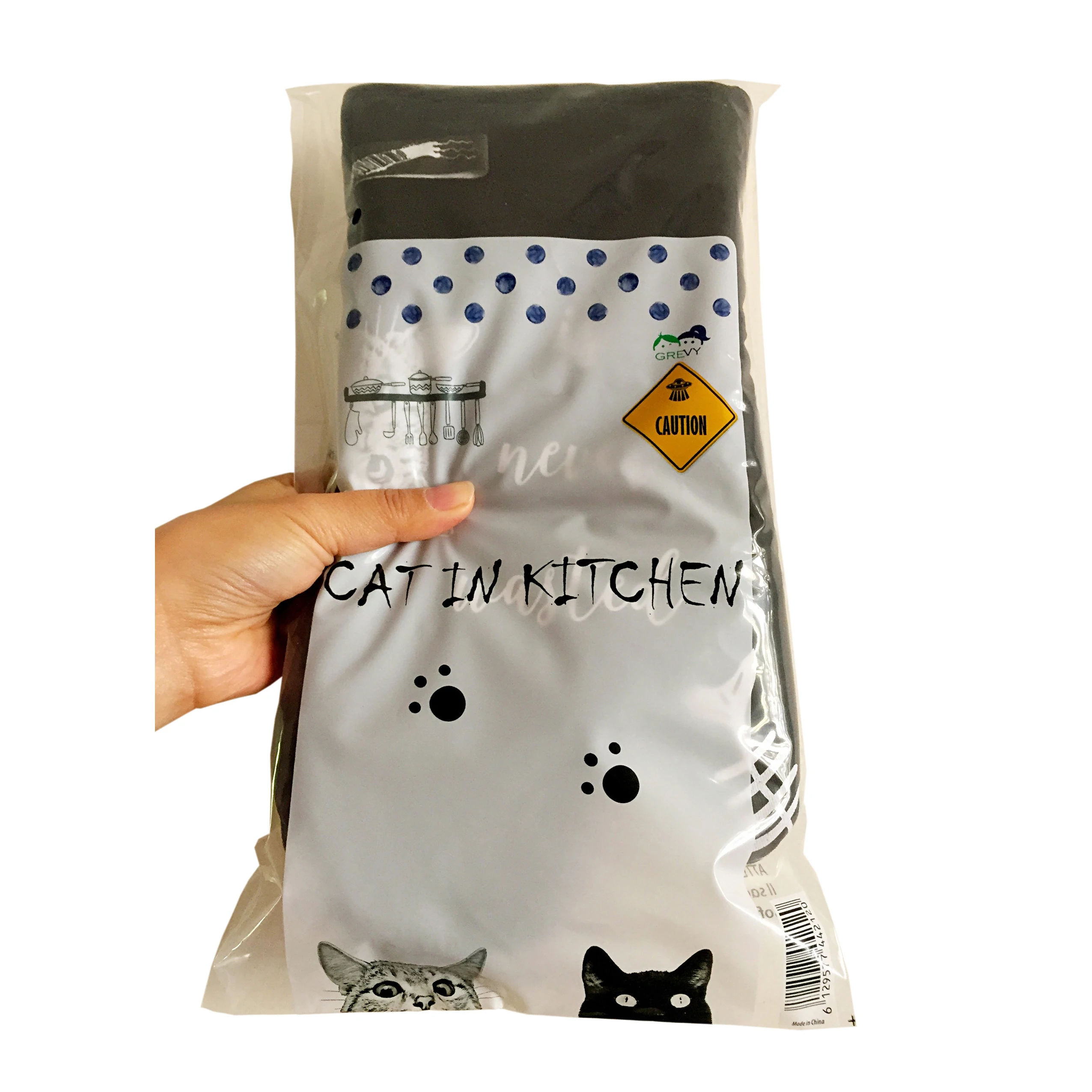 C122 I GREVY 1 Pair Cute Oven Mitts Heat Resistant Cooking Kitchen Glove(Ivory and Black Cat)