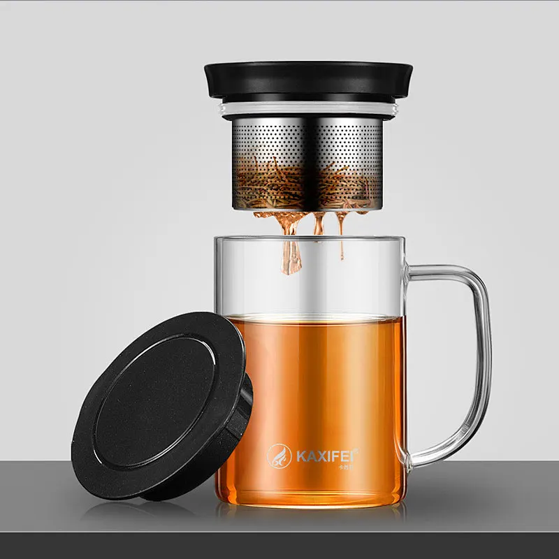 

Glass Water Bottle Borosilicate Glass Coffee Mug Home Insulated Office Cup With Handgrip Travel Mug Tea Infuser Filter Water Cup