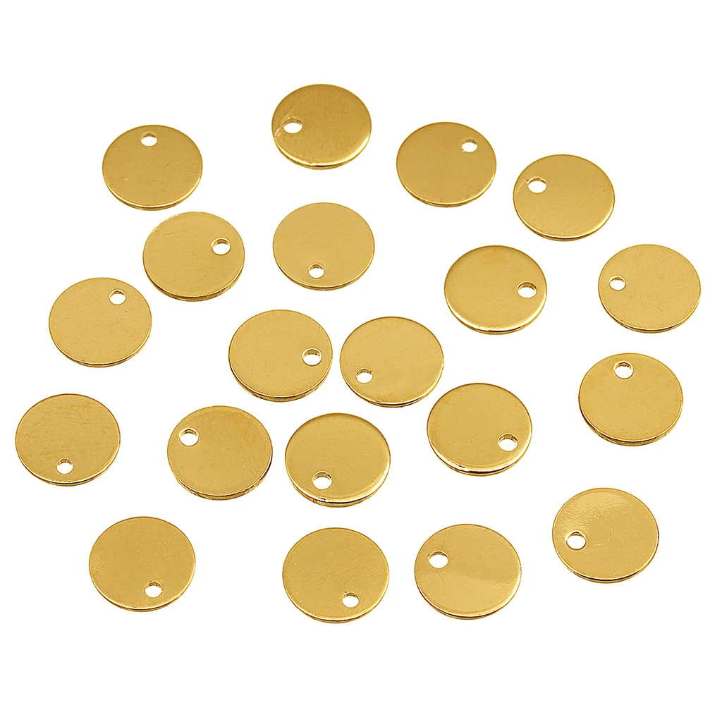 40pcs Round Gold silver color Pendant Stamping Blank Dog Tags Pendants Charm Necklace DIY Jewelry Crafts 8mm