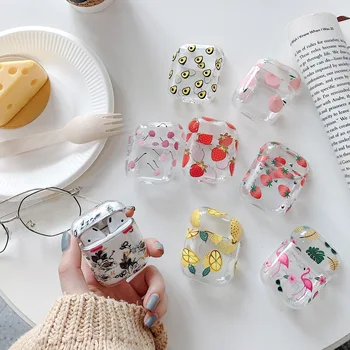 

Bluetooth Wireless Headphone Case For Apple Airpods2 Cute Case Transparent Hard Cases For Air Pods For Airpod Animal fruit Cover