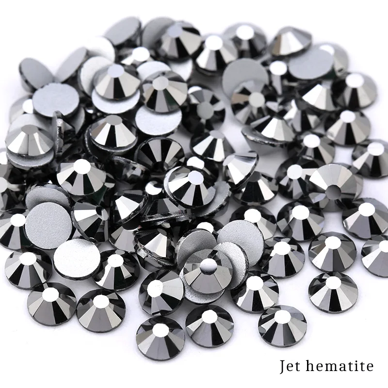 jet hematite QIAO 2 цвета гематит без горячей фиксации Flatback Стразы клей на стекло Стразы DIY для украшения одежды - Цвет: jet hematite