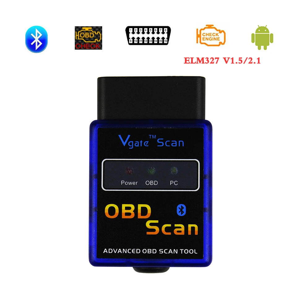 Автомобильный диагностический сканер Vgate ELM327 Bluetooth V 1 5 OBD2 для Android ELM 327 V1.5 bluetooth ODB