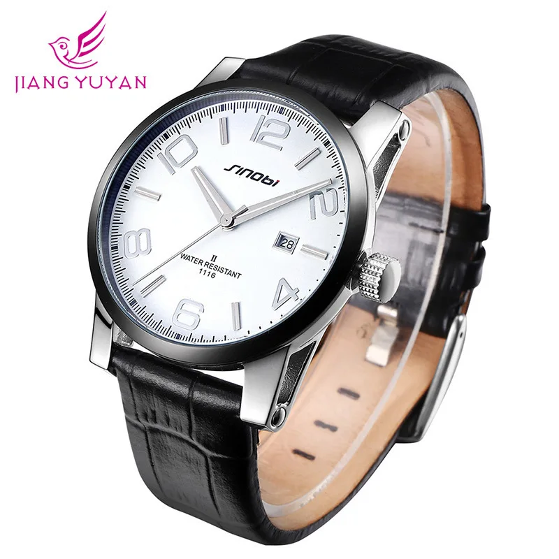 

New Style Sinobi Brand Men Quartz Watch Band Calendar Simple Business Life Waterproof Watch