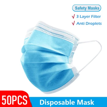 

IN STOCK FAST SHIP Face Mouth Anti Dust Masks 50Pcs One time Use MASK Disposable Elastic Mouth Soft Breathable Face Cap Masks