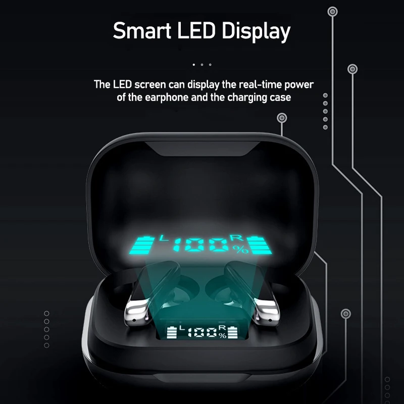 TWS Fingerprint Touch Bluetooth Earphones HD Stereo Wireless HeadphonesNoise Cancelling Gaming Headset