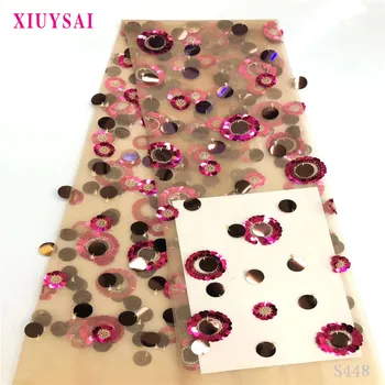 

African 3d flower lace fabric 2020 embroidered tulle french sequins lace high quality Swiss cord mesh Nigerian laces fabric S455