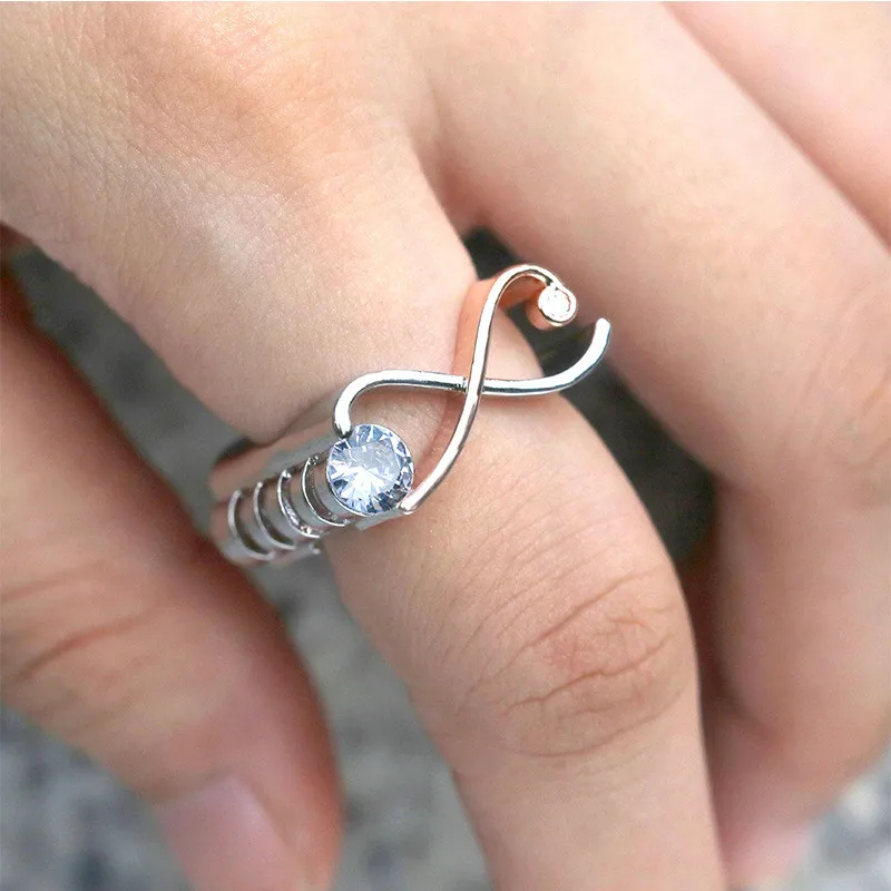 

European Copper Plated Cubic Zirconia Geometric Ring Rose Gold Double Color Three-dimensional For Women Men Ring Jewelry