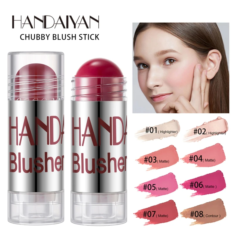 Румяна для щек Мерцающая румяна-стик Макияж лица хайлайтер бронзант контур
