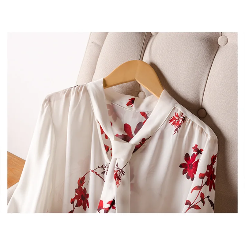 Silviye Vintage Printed Ribbon Bow Silk Long