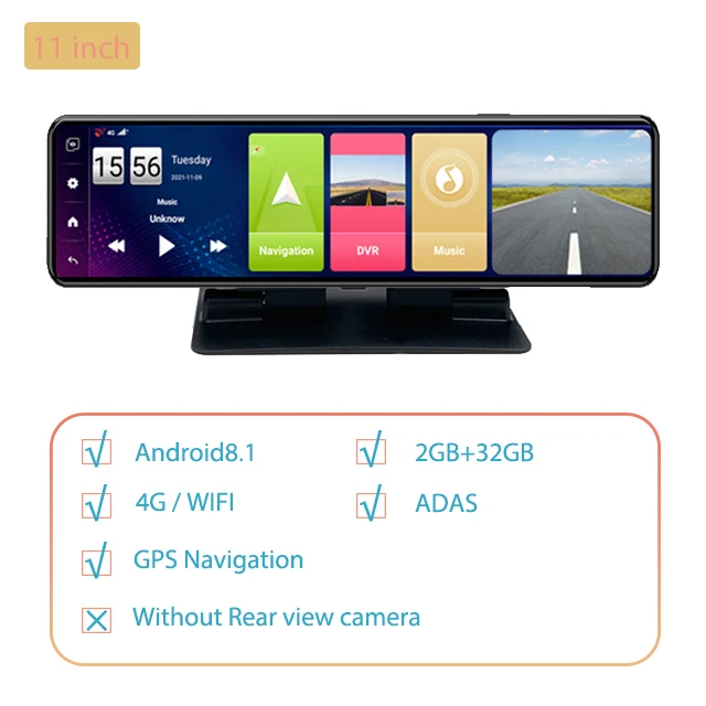 truck gps navigation Anfilite GPS Navigation 11 Inch Touch Screen Dash Camera Android 8.1 Auto Recorder 2GB+32GB ADAS Car Smart Rearview Mirror DVR samsara gps Vehicle GPS Systems