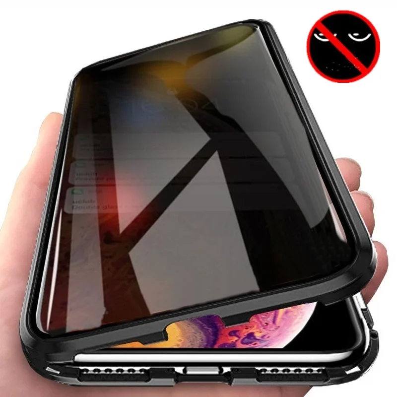 H51093ff1c6d24d048fe46825b70e34893 Tongdaytech Privacy Magnetic Case For Iphone XS XR X 6s 6 7 8 Plus 11 Pro MAX Magnet Metal Tempered Glass Cover 360 Funda Cases