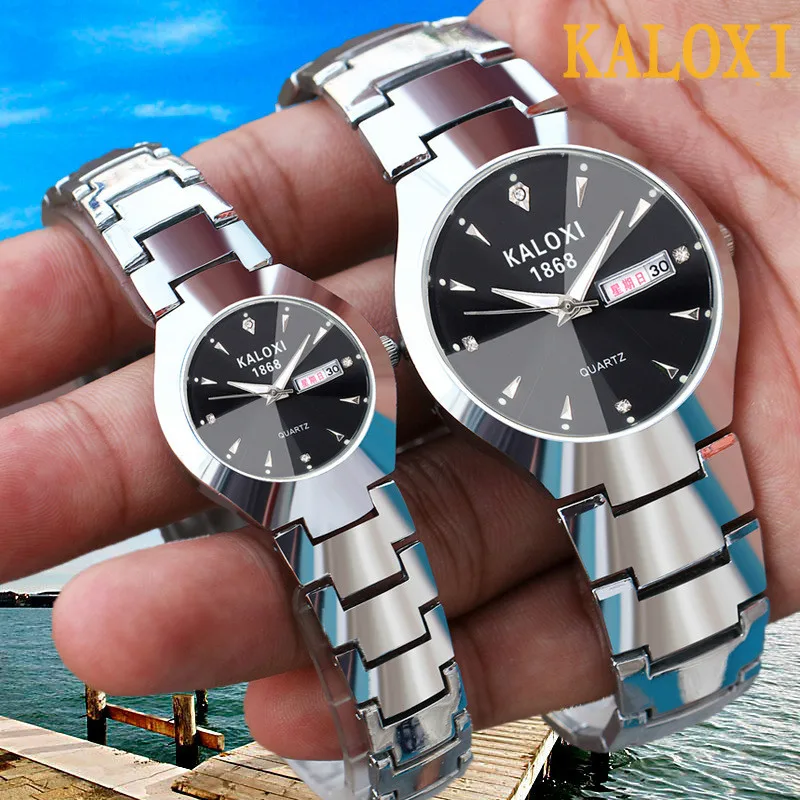 

KALOXI Brand Luxury Lover Watches Quartz Calendar Week Steel Saat Reloj Mujer Women Men Watch Couples Wristwatch Relojes Hombre