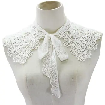 

THINKTHENDO Pastoral Style Womens Doll Fake Collar Hollow Out Floral Lace Half Shirt Shawl