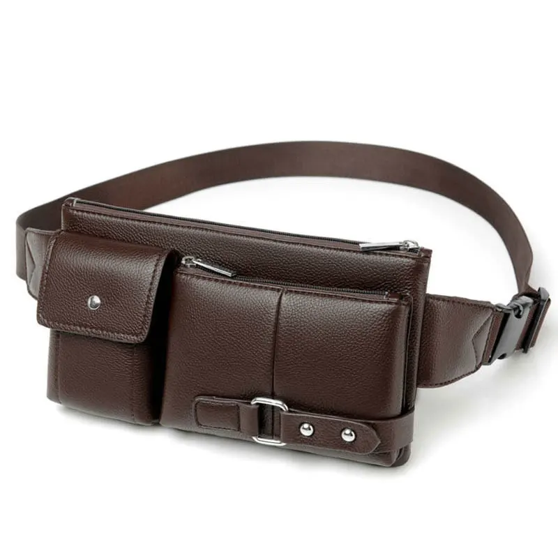 

PU Leather Waist Bag Packs Fanny Pack Belt Bag Phone Pouch Bags Travel Waist Pack Male Small Waist Bag Leather Pouch for Male