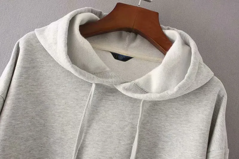 spring and autumn women's new embroidery short hooded sweatshirt plus velvet sweatshirt casual fashion shirt