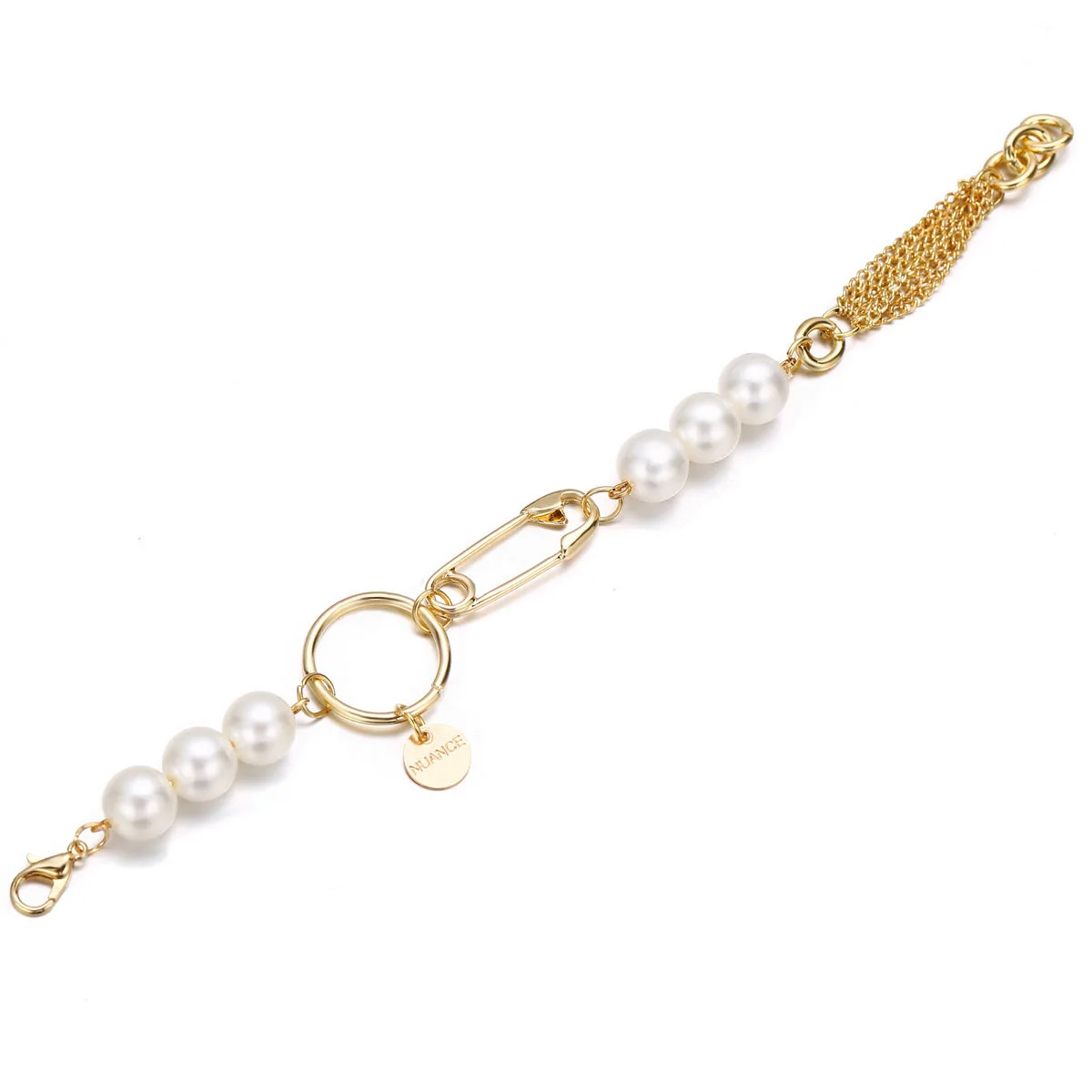 AOMU новые трендовые жемчужные браслеты для женщин Золотая цветная скрепка для Бумаги Круглые очаровательные браслеты браслет из цепочек модные ювелирные изделия