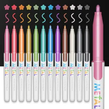 

8/12pcs Glitter Color Pen Kit for Drawing, Art Rock Painting, Fabric, Black Paper, wine, ceramic, Craft, Coloring, Card Making