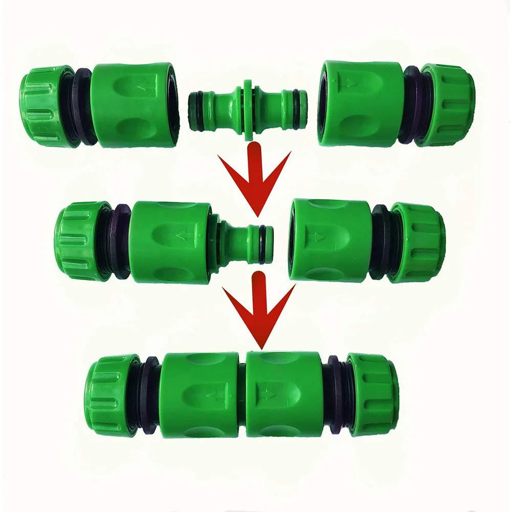 Gaart Bewässerungsschlauch ABS Schnellverbindung 1/2" Enn Duebel männlech Schlauchkupplung Joint Adapter Extender Set Fir Schlauchpipe Tube