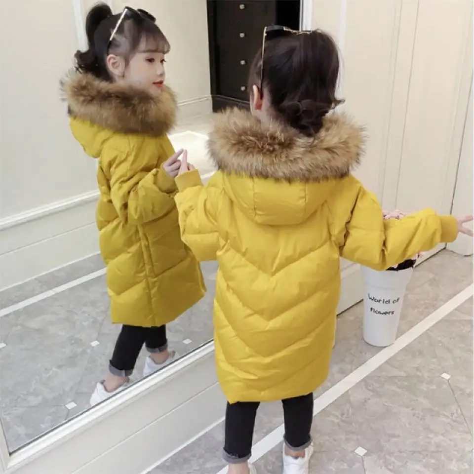 

Fashion Girl Thick Warm Parkas Coats Kids Winter Clothes Children Jackets For 3-12 Baby Girls Outerwear Coat Height 100~150 Cm