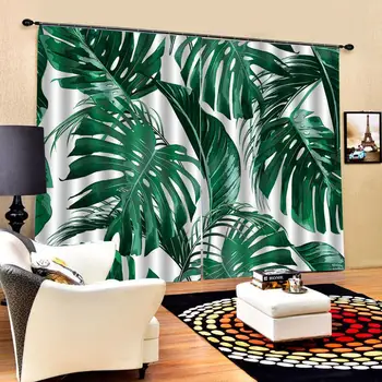 

green leaf curtains 3D Curtain Luxury Blackout Window Curtain Living Room Decoration curtains