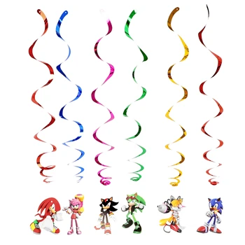 

6PCS Sonic The Hedgehog Ceiling Hanging Swirl Decorate Birthday Party Garlands Festival Party Supplies DIY Baby Shower Swirls