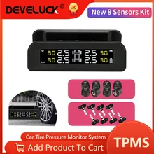 2021 neue Tpms 8 Sensoren TPMS Kit Solor power Wireless HD Solar Ladung Universal Auto Reifendruck Alarm Monitor System display