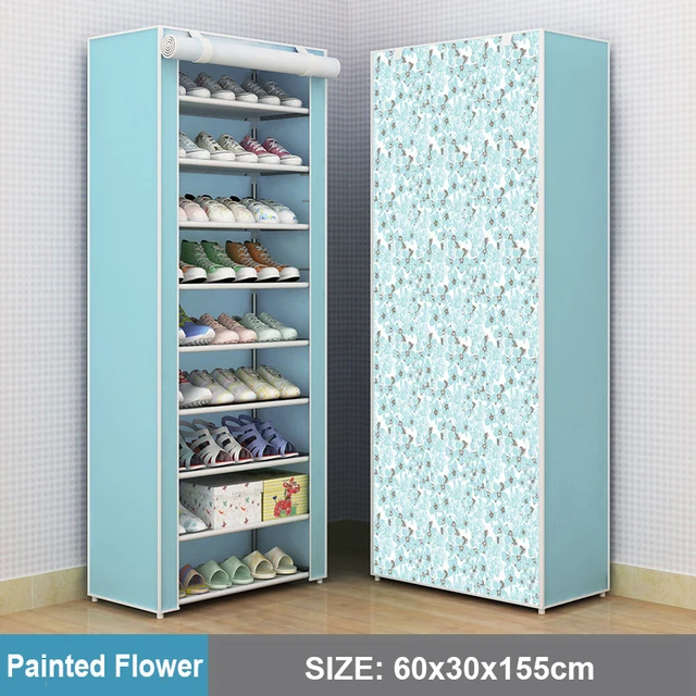 Multilayer Shoe Cabinet Vertical Space Saving Nonwoven Shoes Shelf Organizer Simple Combination Stand Holder Entryway Shoe Rack Velcro 7L