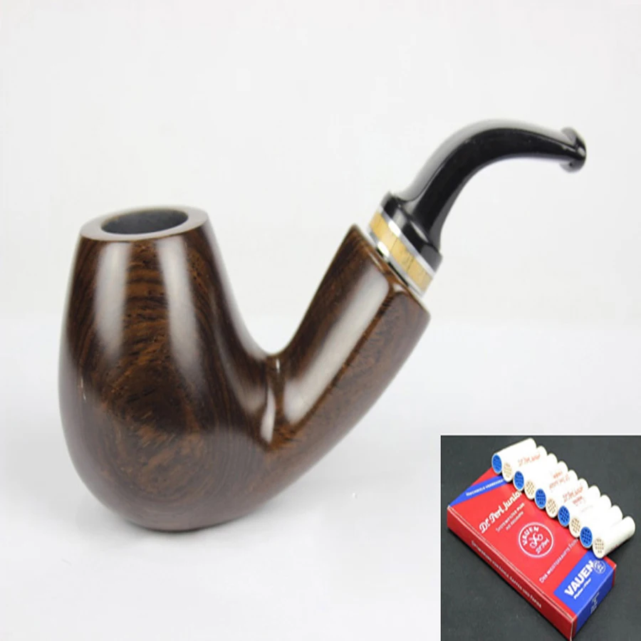 16 Tools Duable Wooden Brown Smoking Pipe Set Handmade Natural Smoke Tobacco Ring Ebony Wood 9mm Filters 676y | Дом и сад