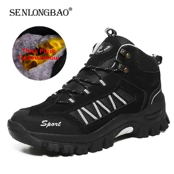 

New Winter Men's Boots Waterproof Leather Hiking Boots Warm Fur Snow Boots Men Outdoor Work Casual Shoes Ankle Boots Size 39-48