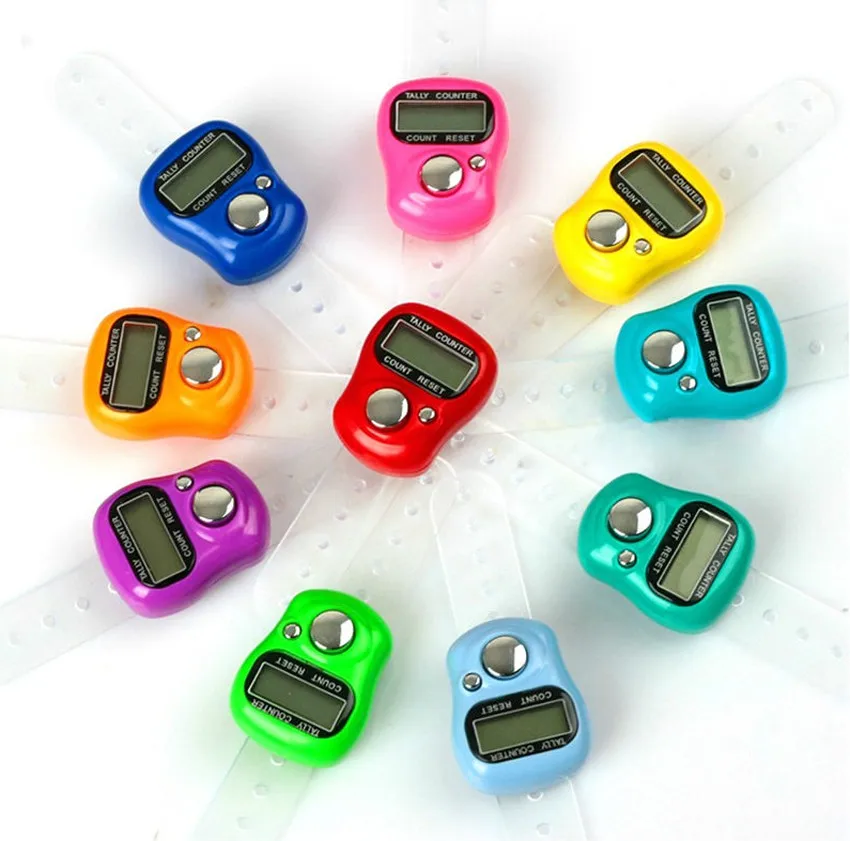 Digital LCD Electronic Finger Hand Ring Knitting Row Tally Counter Color Random 