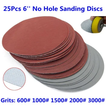 

25x 6 150mm 600-3000 Sanding Discs Sandpaper Hook Loop Pack Grinding Polishing