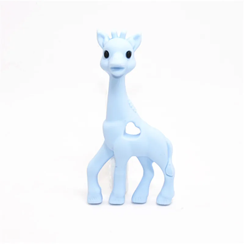 Pastel Blue 1 шт., силиконовый прорезыватель, животные из мультфильмов лиса, детское кольцо, прорезыватель, силиконовые жевательные подвески, детский прорезыватель, подарок, игрушки для малышей, 4 цвета - Цвет: Pastel Blue