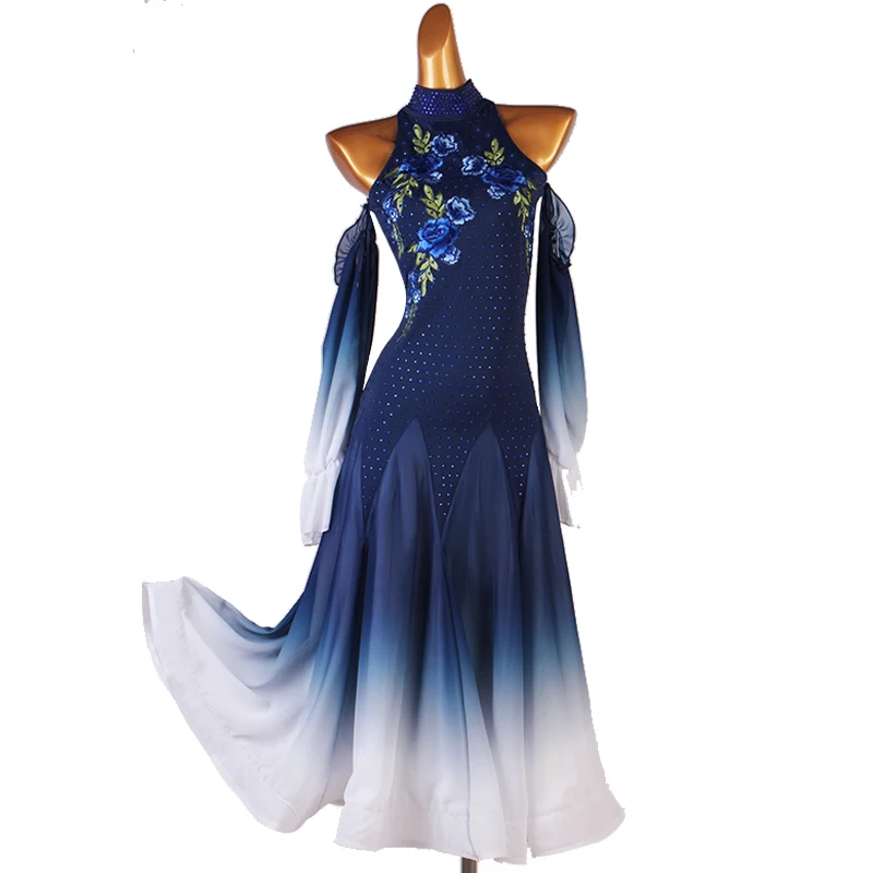 Chiffon Ballroom Competition Dress Modern Waltz Tango Standard Dance