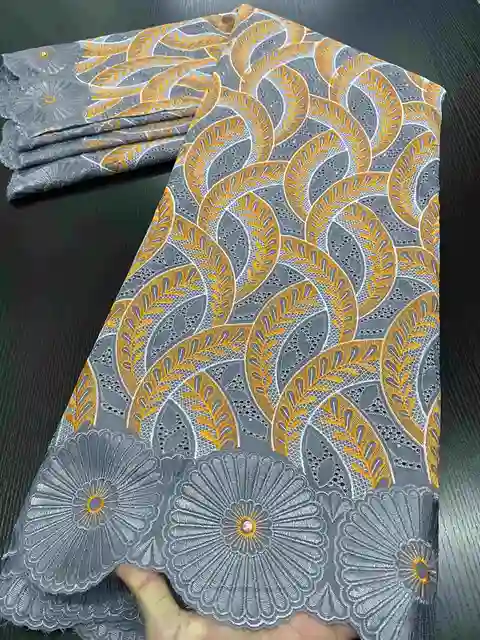 African Cotton Lace Fabric 2021 High Quality Swiss Voile Lace In Switzerland Nigerian Lace Fabrics For Wedding Dress YA3410B-5 Picture 8