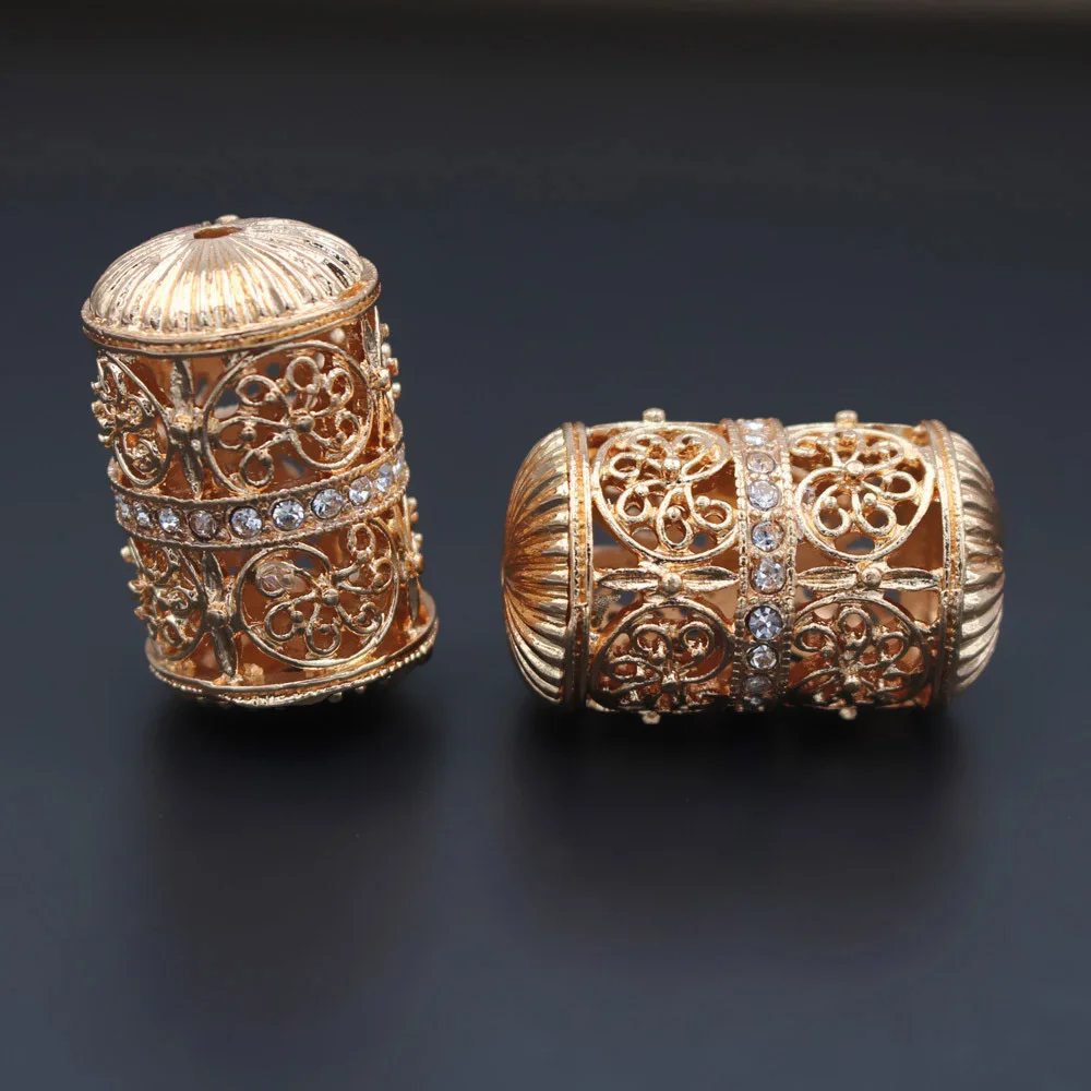 

10pcs Hollow Flower Metal Spacer Beads Long Tube African Beads Charms DIY Findings Accessories for Men Women Wedding Jewelry Set