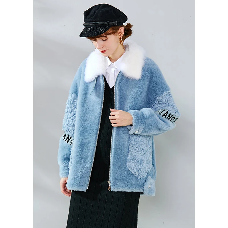 

Real Fur Coat Female Autumn Winter Warm Jacket Women Clothes 2020 Korean Elegant Short Sheep Shearing Jacket Wool Top Hiver 3508