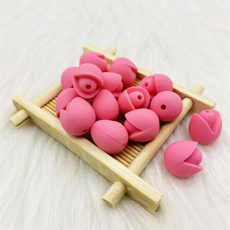 30 개/몫 실리콘 구슬 Teething 구슬 로터스  Teether 식품 학년 씹는 목걸이 팔찌 팔찌 쥬얼리 만들기